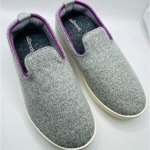 NEW Allbirds Gray Wool lounger Slip-On Shoes with Purple Trim
